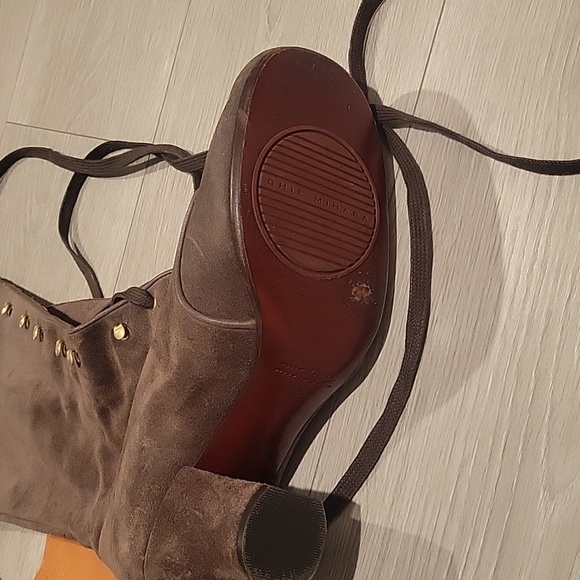 Chie Mihara QUECHU Suede Vintage Lace Up Knee High Rounded Toe Boots - Picture 3 of 5